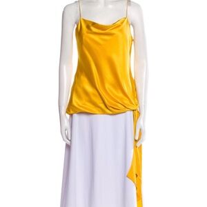 Cinq À Sept Silk Cowl Neck Tunic Yellow Sleeveless Size XS Original $320